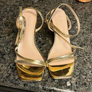 MARINA Gold Strappy Sandals 8.5